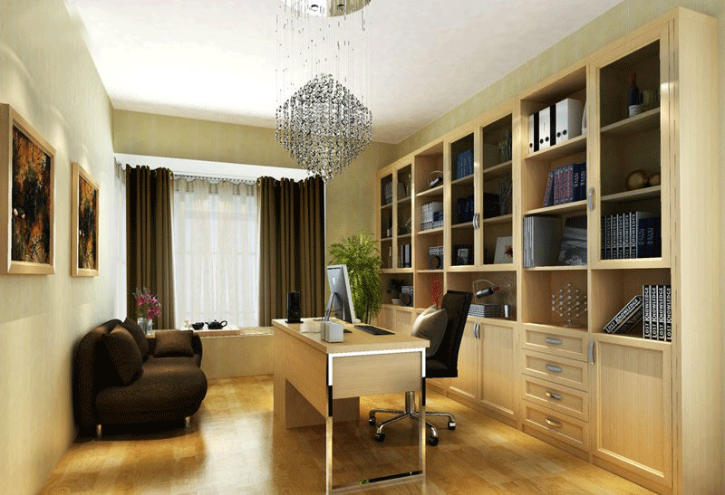美式風格豪宅書房效果圖