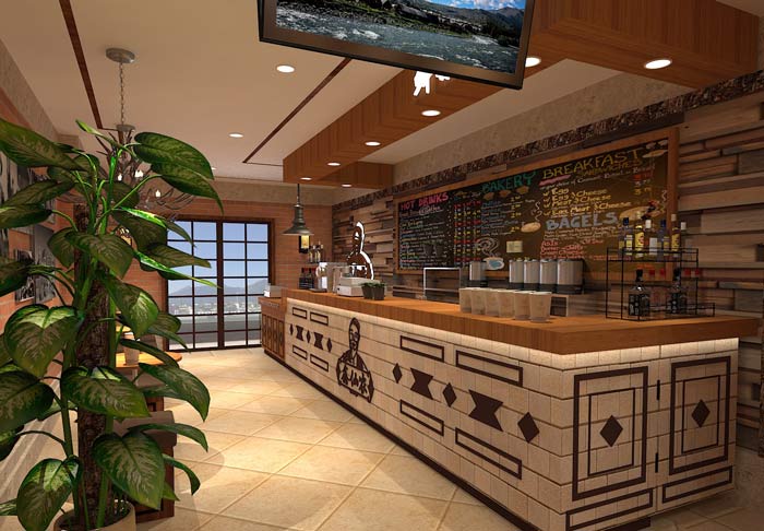 鮮農(nóng)水果店前臺(tái)吧臺(tái)裝修設(shè)計(jì)案例效果圖