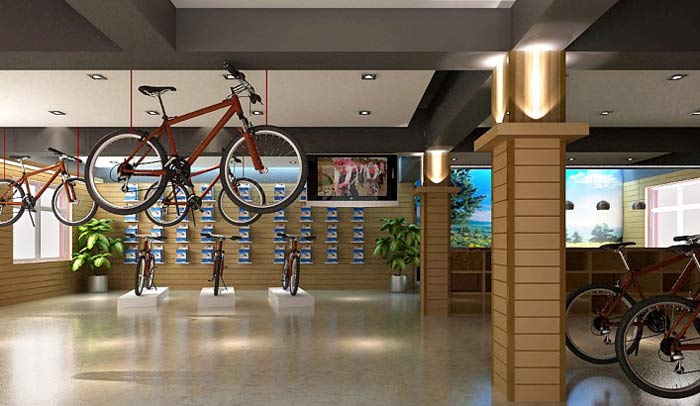 奧城自行車店大廳裝修設(shè)計案例效果圖