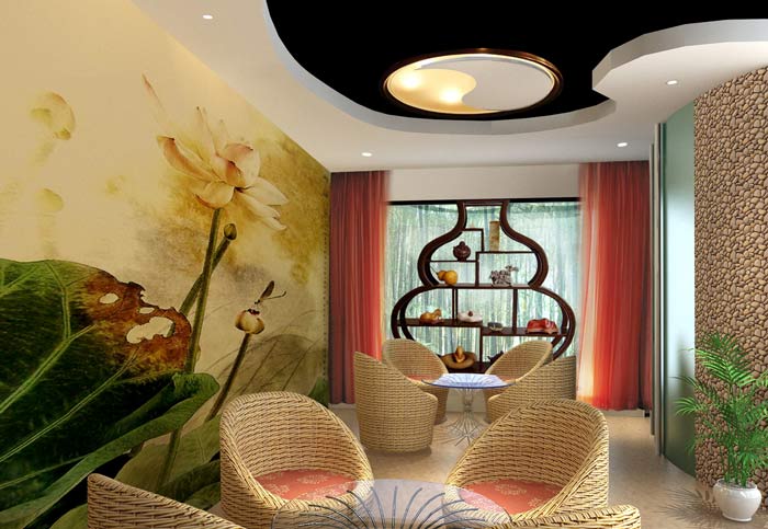 自然氛圍養生會所接待室裝修設計案例效果圖