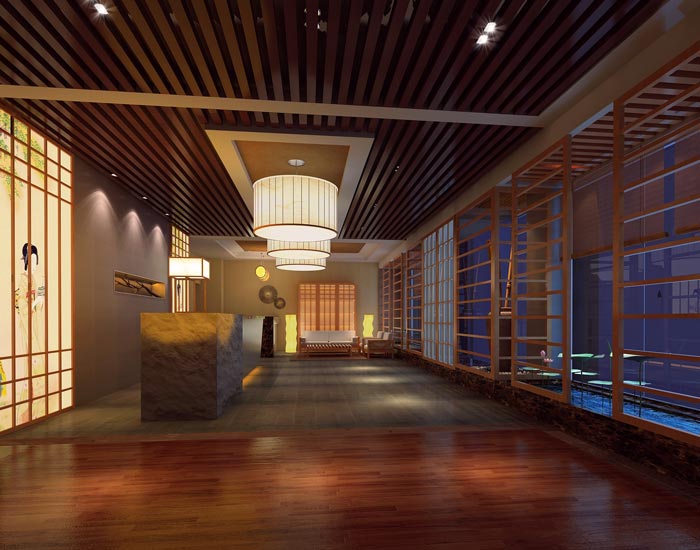 現代、古典混搭美容院前臺裝修設計案例效果圖