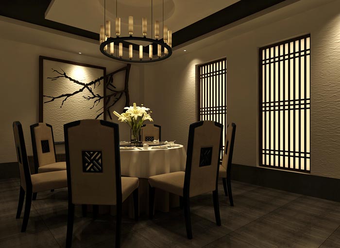 現代中式風格中餐廳包廂裝修設計案例效果圖