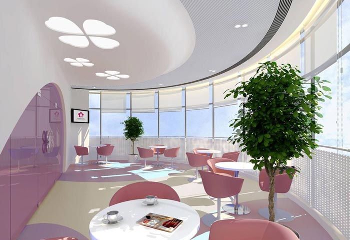 婦女兒童醫院音樂候診咖啡吧裝修設計案例效果圖