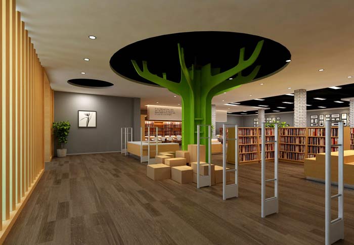 學習型咖啡廳圖書館整體空間區(qū)域裝修設計案例效果圖