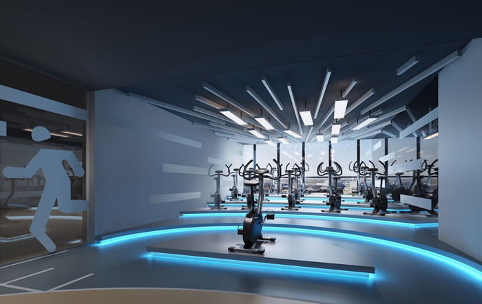 1000平方健身會(huì)所過道區(qū)域裝修設(shè)計(jì)案例效果圖