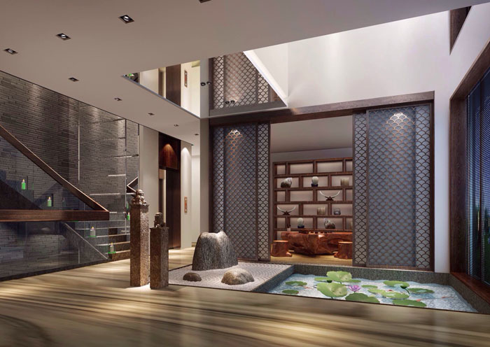 現(xiàn)代、中式混搭私人會(huì)所裝修設(shè)計(jì)案例效果圖