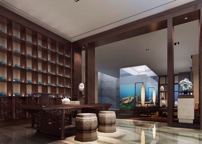 現(xiàn)代、中式混搭私人會(huì)所展示區(qū)域裝修設(shè)計(jì)案例效果圖