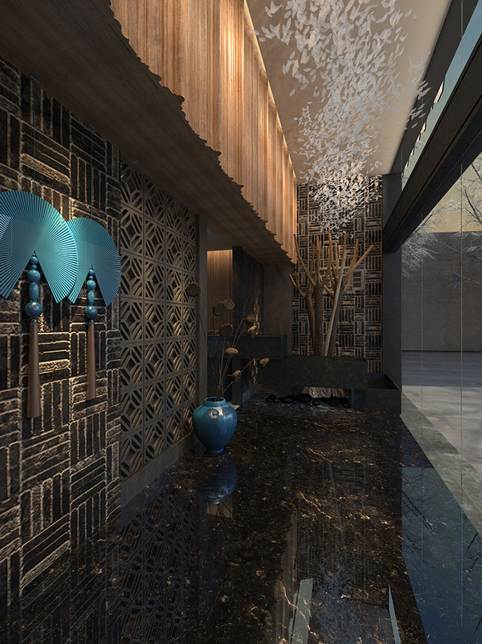 時而驚奇、時而陶醉的烤魚店過道裝修設計方案效果圖