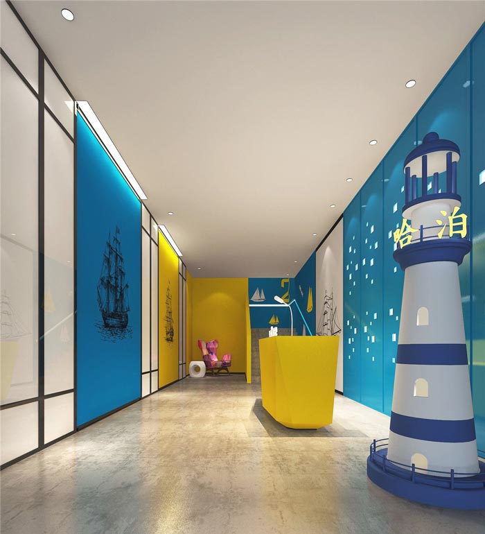 港灣主題酒店前臺裝修設(shè)計(jì)案例效果圖