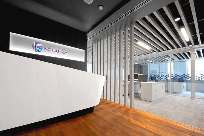 藥品零售公司辦公室進(jìn)門區(qū)域裝修設(shè)計案例效果圖