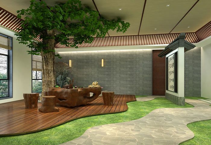 書法培訓(xùn)機構(gòu)飲茶區(qū)裝修設(shè)計案例效果圖