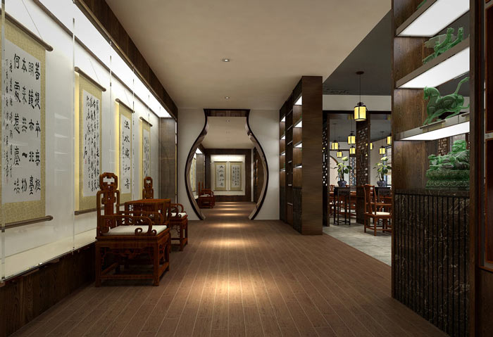 書法培訓(xùn)機構(gòu)通道裝修設(shè)計案例效果圖