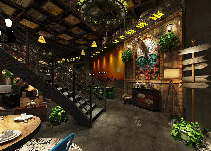 特色主題餐廳樓梯裝修設計效果圖