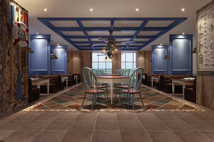 海盜主題餐廳餐區裝修設計效果圖