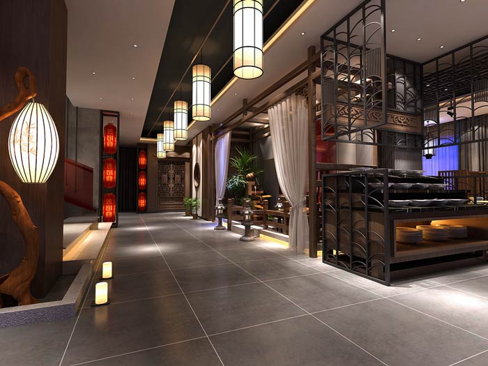 新中式火鍋店調(diào)料區(qū)裝修設(shè)計(jì)效果圖