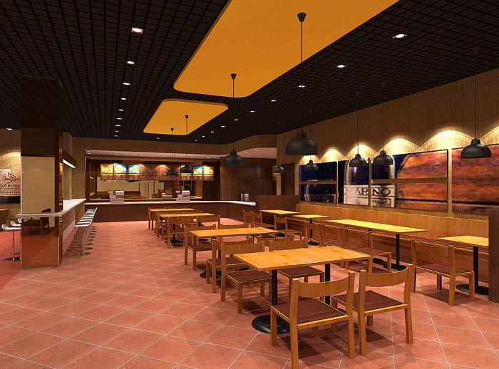 快餐店餐區裝修設計效果圖