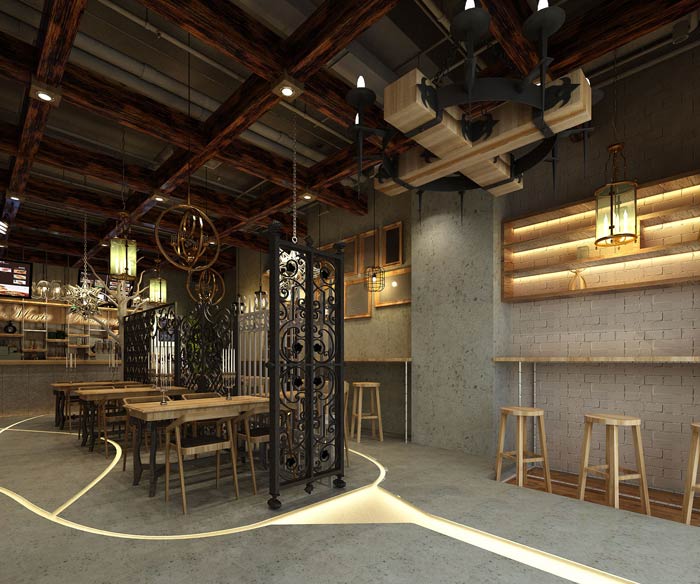 特色快餐店過道裝修設計效果圖