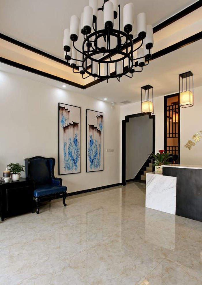 杭州閑林辦公室前臺區域裝修設計方案