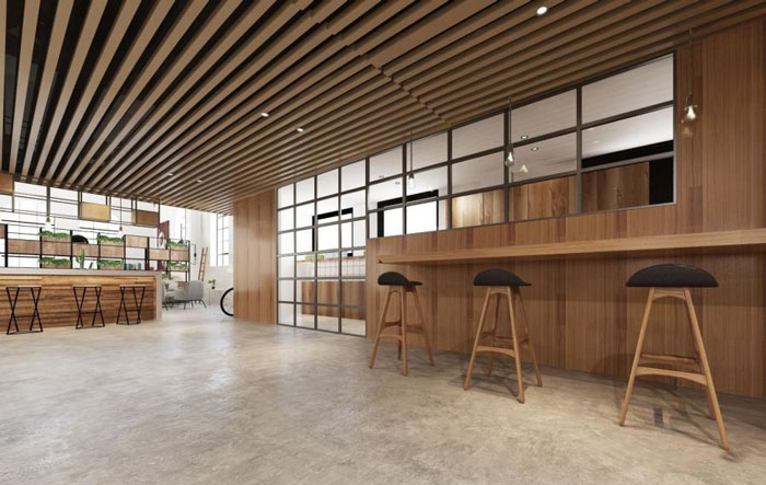 杭州桐廬辦公室吧臺裝修設(shè)計效果圖