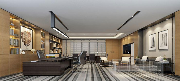 杭州勾莊總經理辦公室裝修設計效果圖