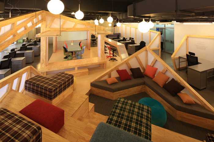 家具廠辦公室接待區裝修設計方案效果圖