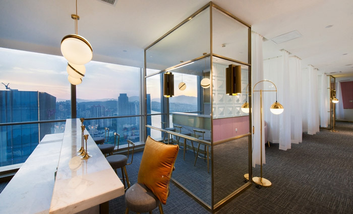 化妝品公司辦公室吧臺裝修設計效果圖